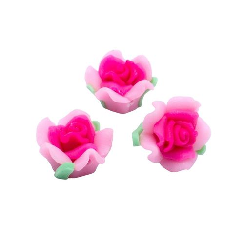 Fimo Flower Bead 15mm Pinks 4pcs for jewellery making