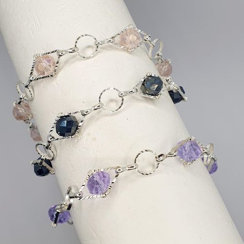 Naomi Diamond Bracelet silver makes 3 (add your clasps) bracelet making kit — DIY set with beads and instructions for creating handmade j…