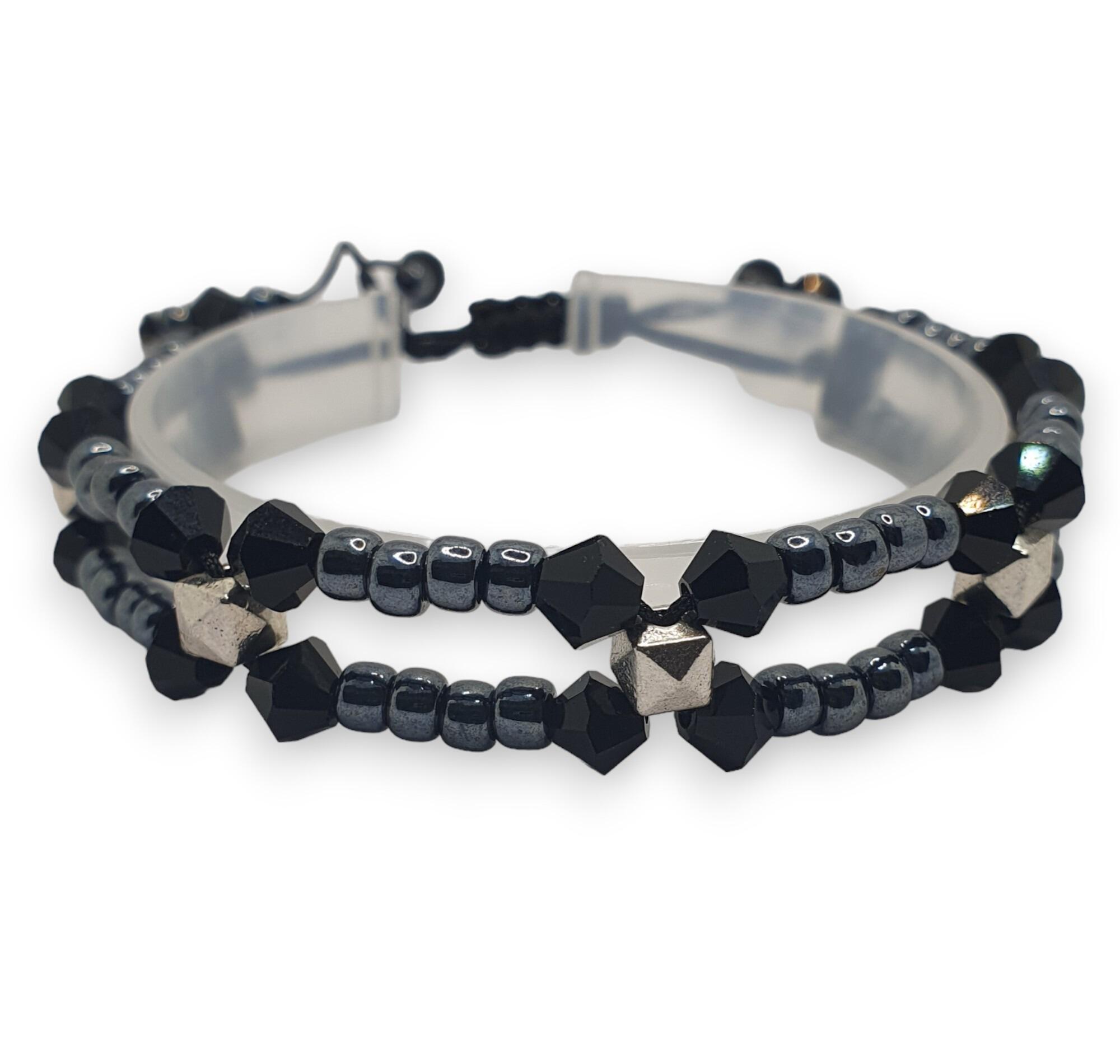 Nara Macrame Bracelets black hematite bracelet making kit — DIY set with beads and instructions for creating handmade jewelry