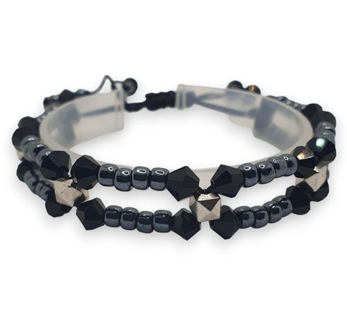 Nara Macrame Bracelets black hematite bracelet making kit — DIY set with beads and instructions for creating handmade jewelry