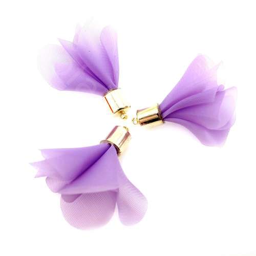Flower Tassel Peony - Gold Tone Cap Opal Purple 5pcs