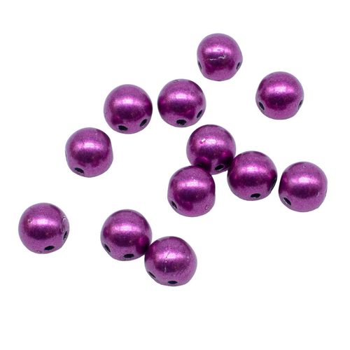 7mm Czech glass glass beads suede gold fuchsia red — pack of 25, high-quality two-hole beads ideal for jewelry making, bead weaving, and…