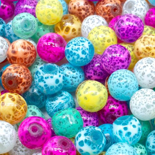 Speckled Glass Beads 10mm Round Mixed 40pcs for jewellery making
