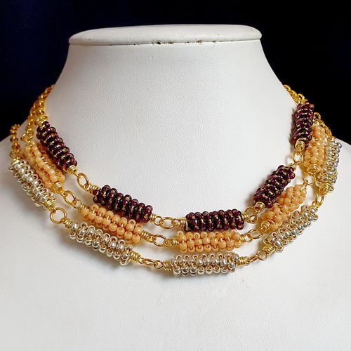 Miranda Coiled Bead Necklaces gold necklace making kit — DIY set with beads and instructions for creating handmade jewelry