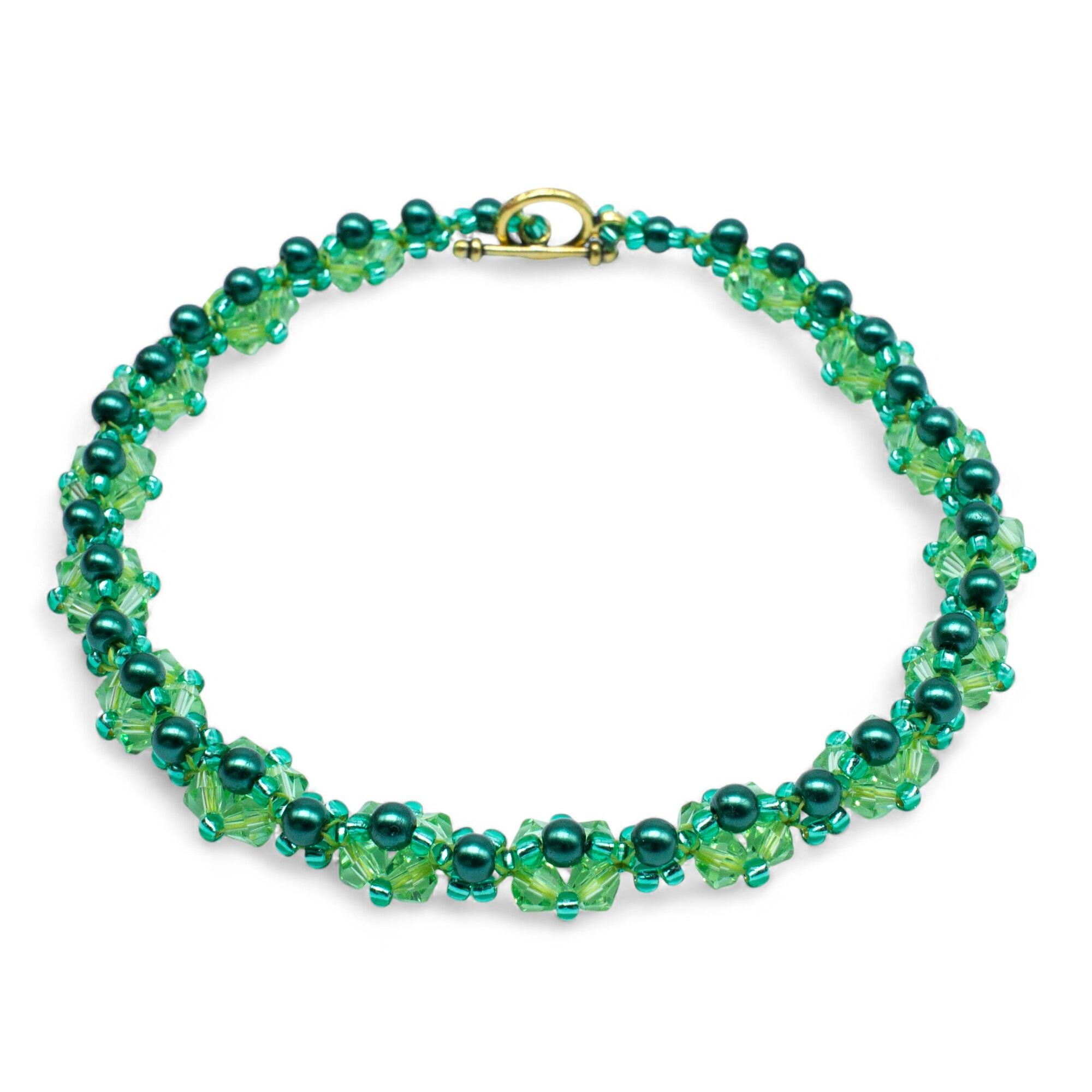 Kassia Diamond Bracelet Makes 2 green bracelet making kit — DIY set with beads and instructions for creating handmade jewelry