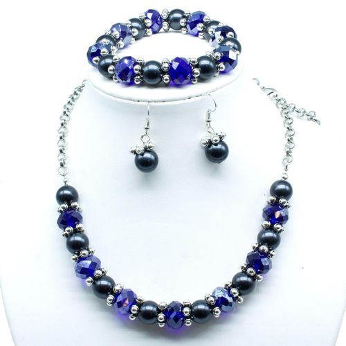 Chunky Crystal Pearl Jewellery space grey jewelry making kit — DIY set with beads and instructions for creating handmade jewelry