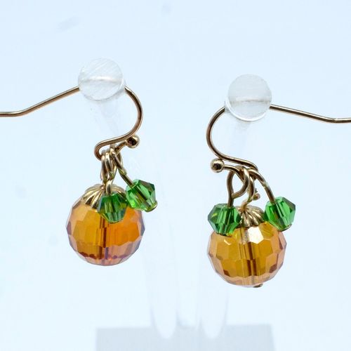 Pumpkin Earrings Orange Round 1 Pair earring making kit — DIY set with beads and instructions for creating handmade jewelry