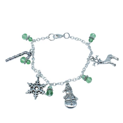 Festive Charm Bracelet Makes 3 antique silver bracelet making kit — DIY set with beads and instructions for creating handmade jewelry
