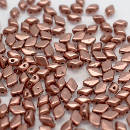 6x4mm 10g Czech glass Rulla beads mat. met bronze copper — two-hole beads for jewelry making and bead weaving