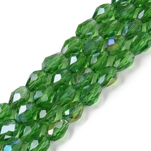11mm crystal beads green, pack of 30 — faceted for jewelry making and beadwork