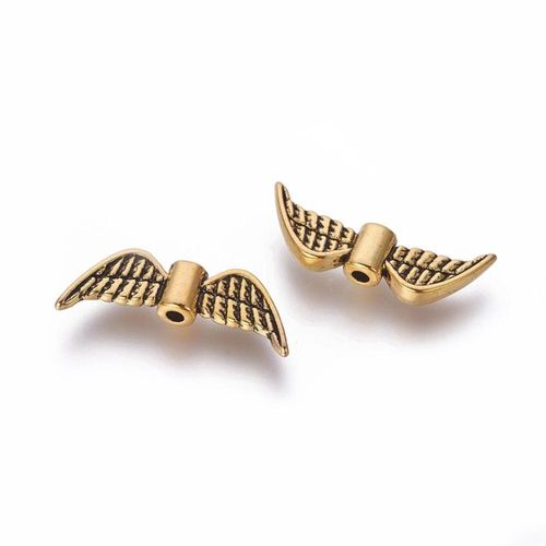 Metal Wing Bead 21mm Antique Gold 12pcs for jewellery making