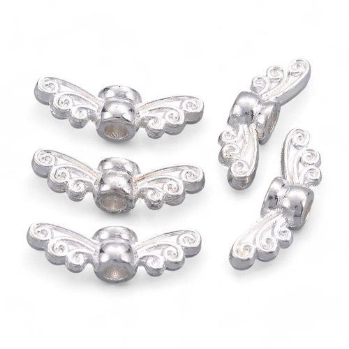 Metal Heart Wing Bead 22mm Silver 20pc 20 pieces for jewellery making