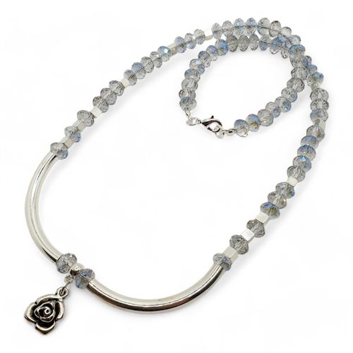 Justine Crystal Necklace blue iris mist necklace making kit — DIY set with beads and instructions for creating handmade jewelry