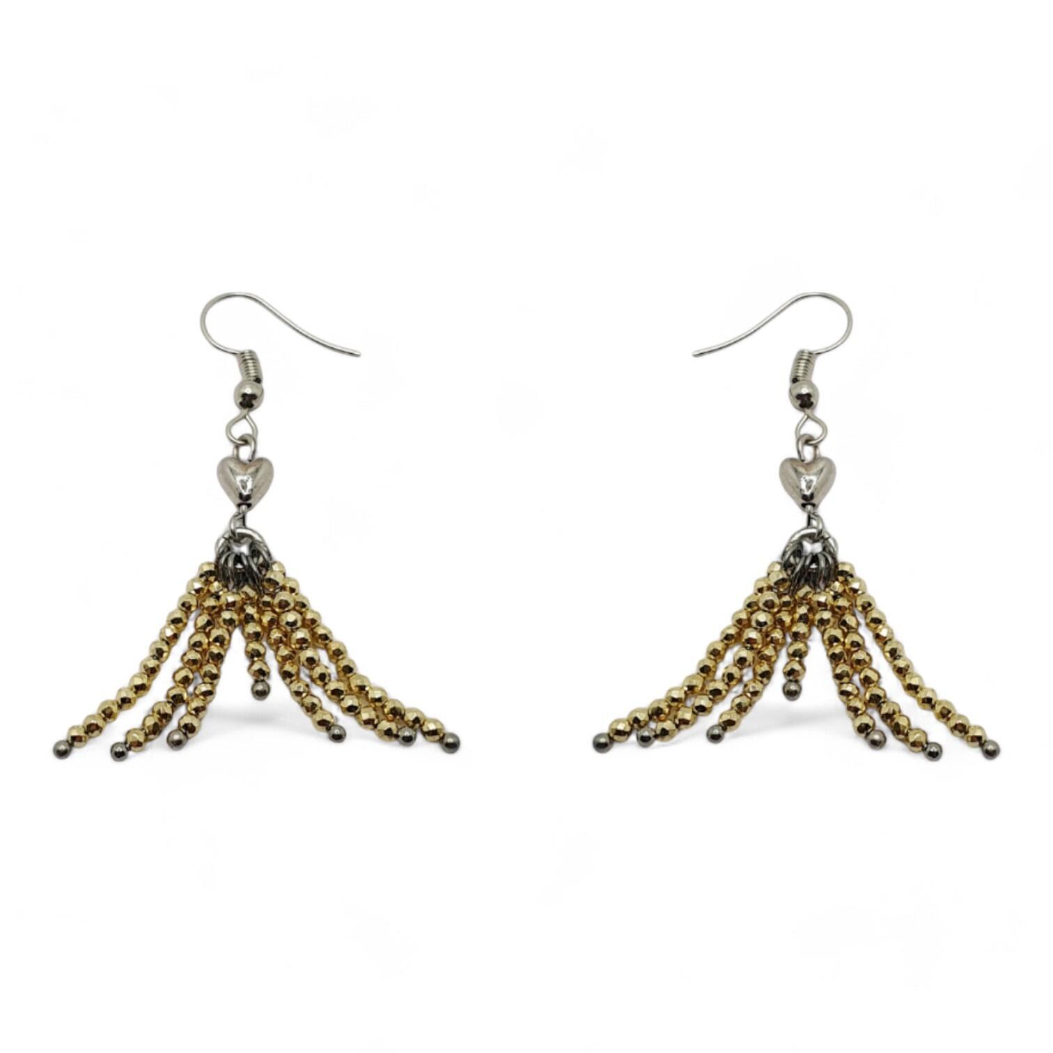 Kari Heart Earrings metallic light gold earring making kit — DIY set with beads and instructions for creating handmade jewelry