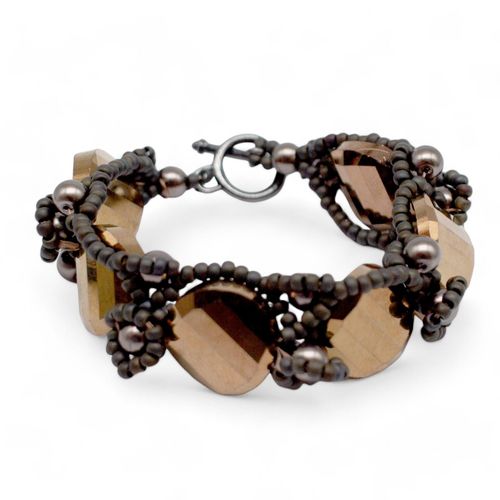 Curve Crystal Disc Bracelet Makes 3 bronze bracelet making kit — DIY set with beads and instructions for creating handmade jewelry
