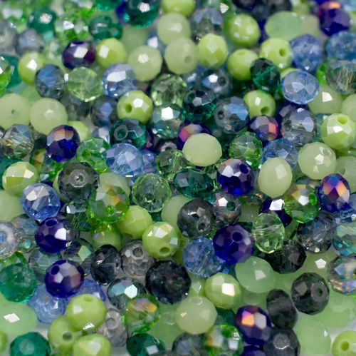 6mm crystal beads ocean forrest mix, pack of 200 — faceted for jewelry making and beadwork