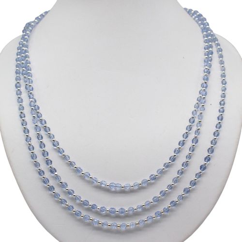 Facet Graduated Glass Necklace Makes 2 light blue necklace making kit — DIY set with beads and instructions for creating handmade jewelry