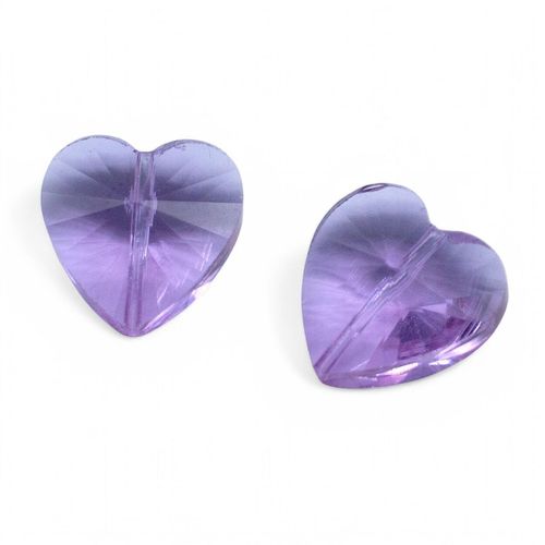 Crystal Heart 14mm 2pc Lilac 2 Pieces for jewellery making