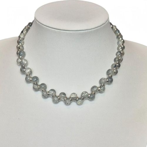 Crackle Trellis Necklace Makes 2 grey necklace making kit — DIY set with beads and instructions for creating handmade jewelry