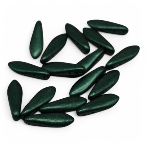 5x16mm Czech glass glass beads met. martini olive — high-quality two-hole beads ideal for jewelry making, bead weaving, and crafts