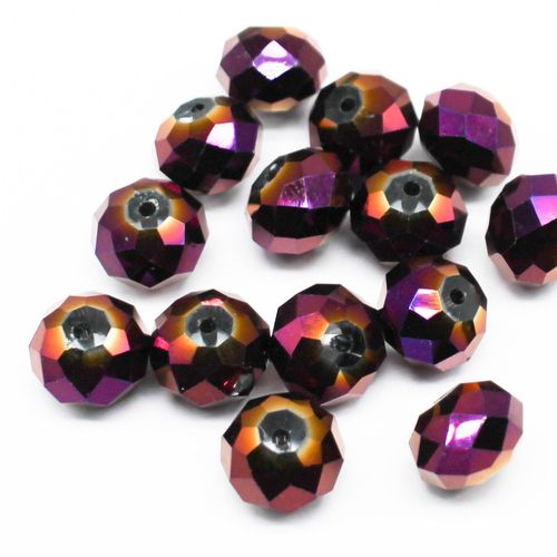 14mm crystal beads purple iris, pack of 16 — faceted for jewelry making and beadwork