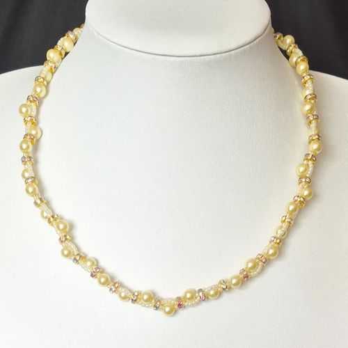 Delores Sparkle Pearl Necklace Bracelet lemon bracelet making kit — DIY set with beads and instructions for creating handmade jewelry