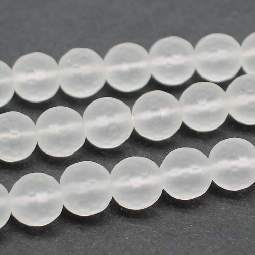 Glass Facet Round Beads 10mm Frost Firepolish Style 15" String for jewellery making