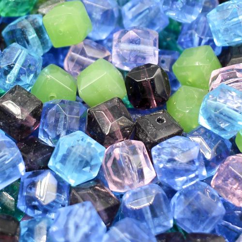Glass Faceted Cubes Beadss 10mm Mixed 30pcs for jewellery making