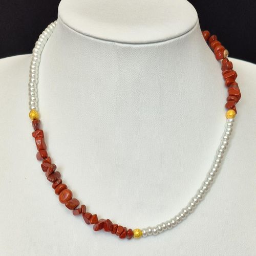 Kalinda Gemstone Jewellery Red Jasper jewelry making kit — DIY set with beads and instructions for creating handmade jewelry