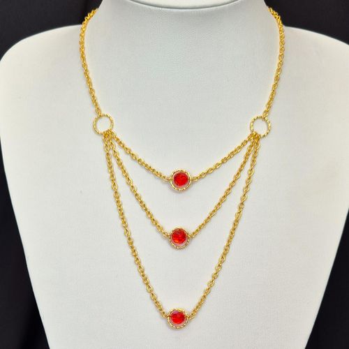 Tamara Crystal Link Necklace red rainbow necklace making kit — DIY set with beads and instructions for creating handmade jewelry