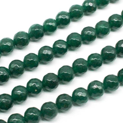 Dyed Jade 7mm Faceted Round Beads 15" string Dark Green for jewellery making