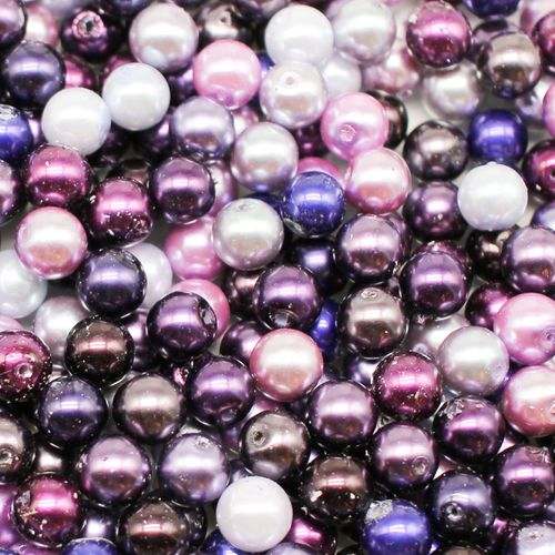 Glass Pearl Round Beads 8mm Purple Mix 100pcs for jewellery making