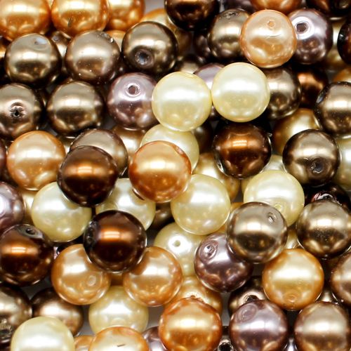 Glass Pearl Round Beads 10mm Golden Autumn Mix 80pcs for jewellery making