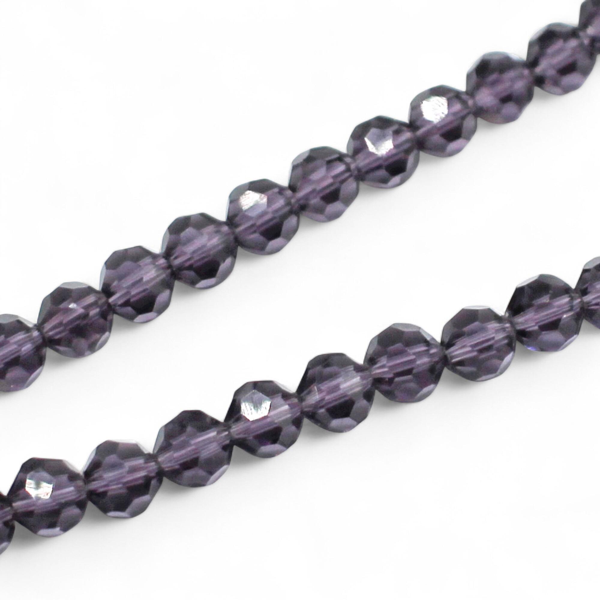 6mm crystal beads purple, pack of 72 — faceted for jewelry making and beadwork
