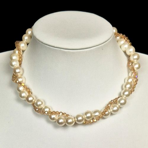 Audrey Pearl Twist Necklace Champagne necklace making kit — DIY set with beads and instructions for creating handmade jewelry