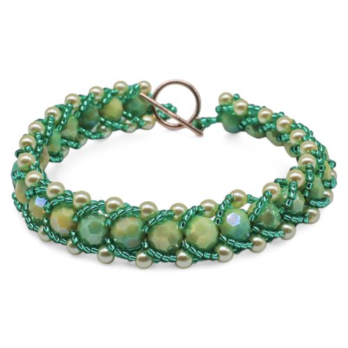 Crystal Marble Flat Spiral Bracelets lime bracelet making kit — DIY set with beads and instructions for creating handmade jewelry