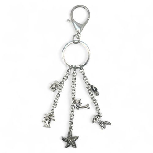 Colourful Bag Charm rhodium 1pc jewelry making kit — DIY set with beads and instructions for creating handmade jewelry