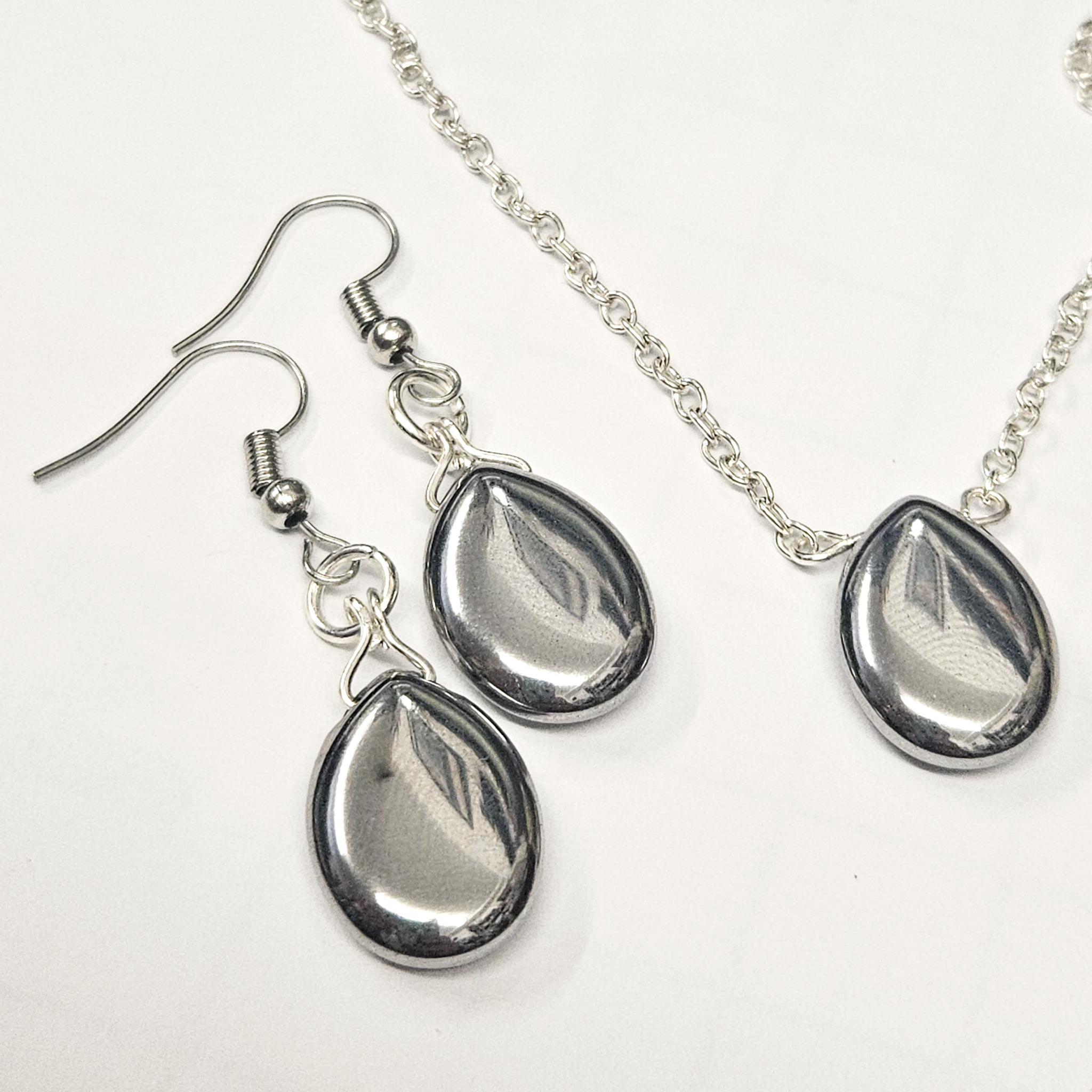 Hematite Drop Jewellery Set silver (add drops) jewelry making kit — DIY set with beads and instructions for creating handmade jewelry