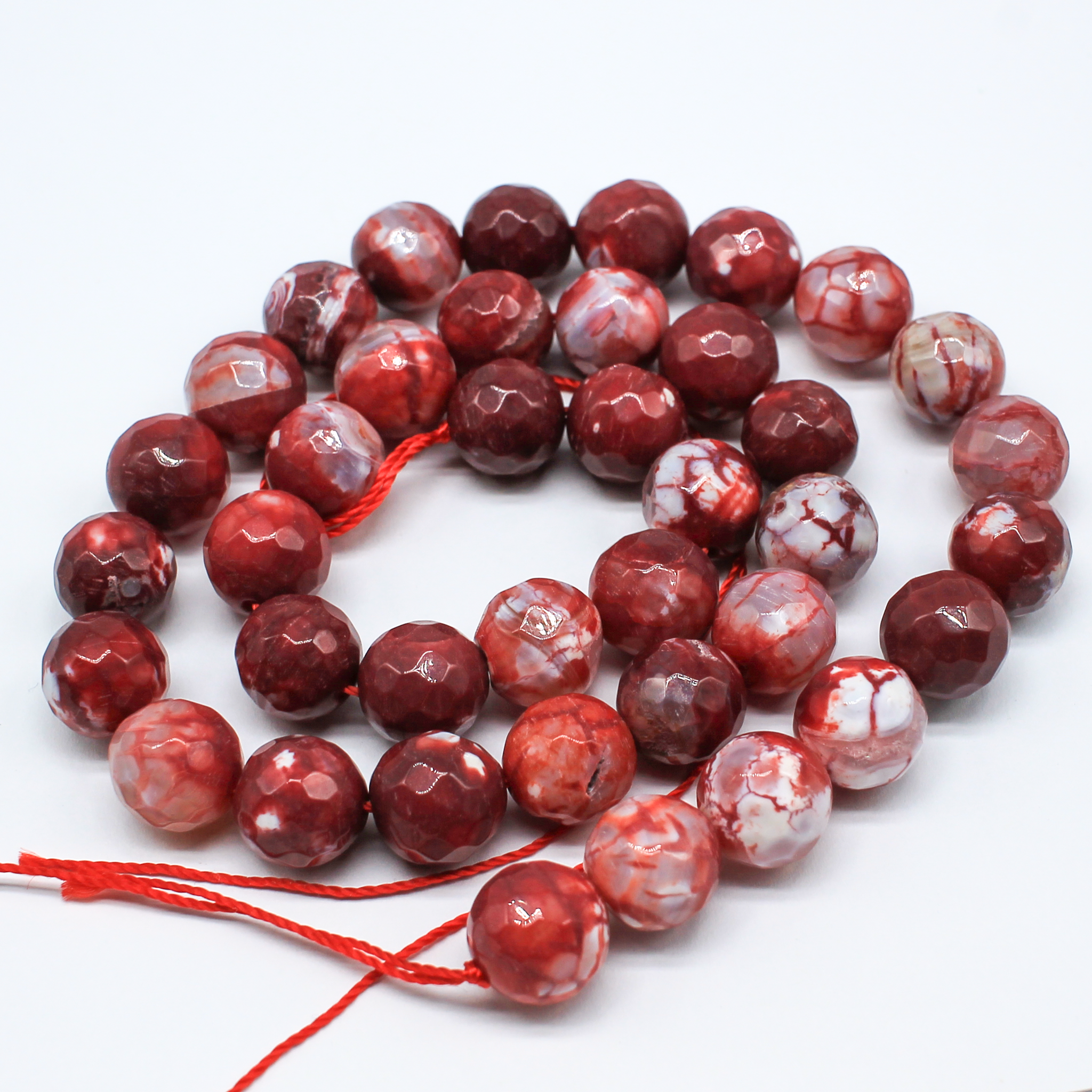 10mm resin druzy bead round dark red 15" strand — sparkling cabochon-style stone ideal for jewelry making, pendants, and craft designs