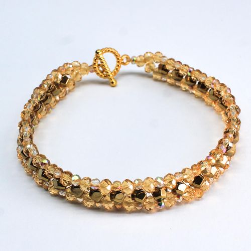 Hematite Nugget Bracelet Makes 3 gold bracelet making kit — DIY set with beads and instructions for creating handmade jewelry