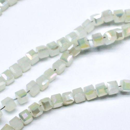 3mm crystal beads milky white 14" string — faceted for jewelry making and beadwork