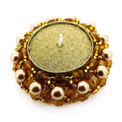 Candle Holder Kit Makes 6 gleaming gold jewelry making kit — DIY set with beads and instructions for creating handmade jewelry