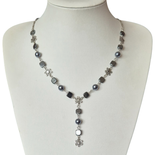 Melicia Necklaces hematite necklace making kit — DIY set with beads and instructions for creating handmade jewelry