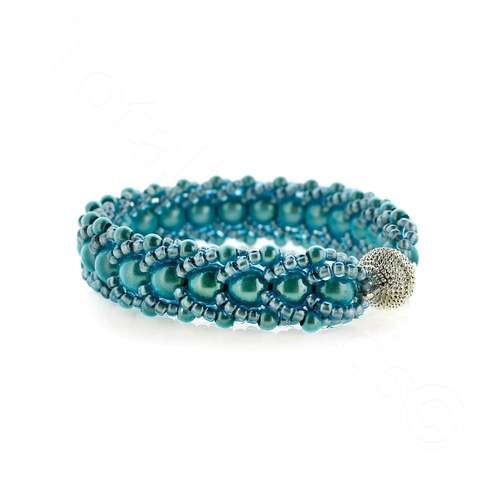 Flat Spiral Bracelet Bundle aqua bracelet making kit — DIY set with beads and instructions for creating handmade jewelry