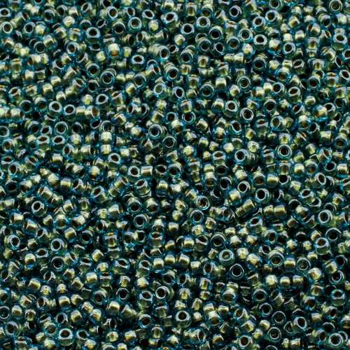 Toho Size 15 Seed Beads 10g - Inside Aqua Gold Lined