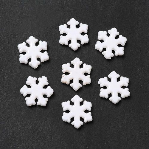 Acrylic White Snowflake Beads 12mm 50pcs for jewellery making
