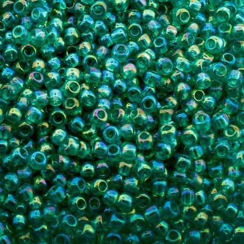 Toho Size 11 Seed Beads 10g Trans Rainbow Dark Peridot 6mm for jewellery making