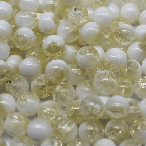 Crackle White Round Beads 10mm Yellow 40pcs for jewellery making