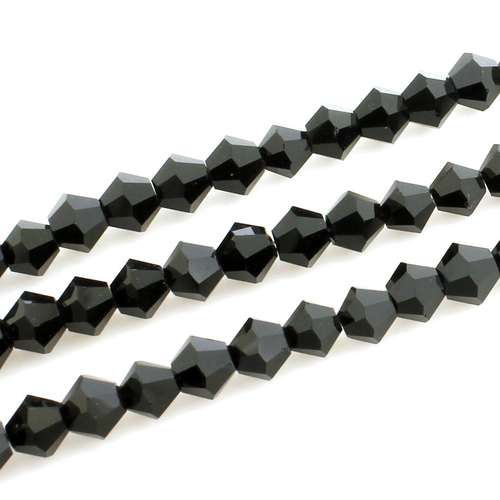 5mm crystal bicone beads jet black — faceted for jewelry making and beadwork