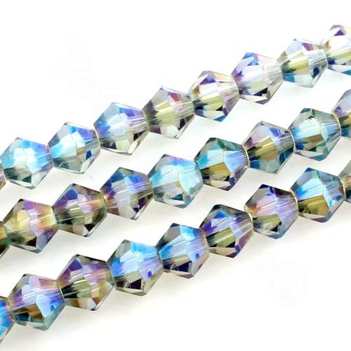 6mm crystal bicone beads electric green — faceted for jewelry making and beadwork
